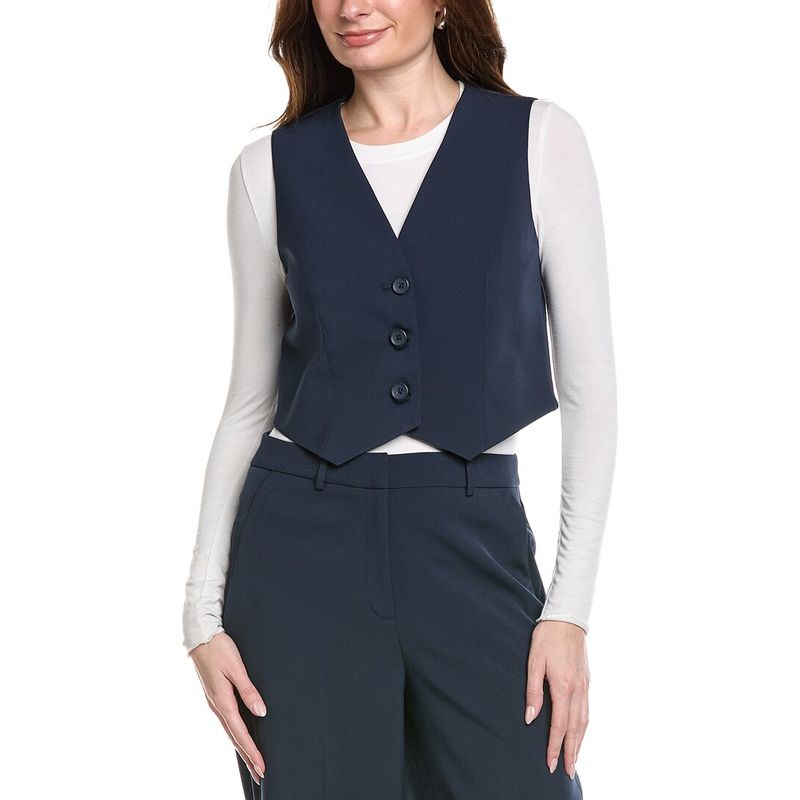Kenneth Cole Womens Luxe Twill Vest, Blue